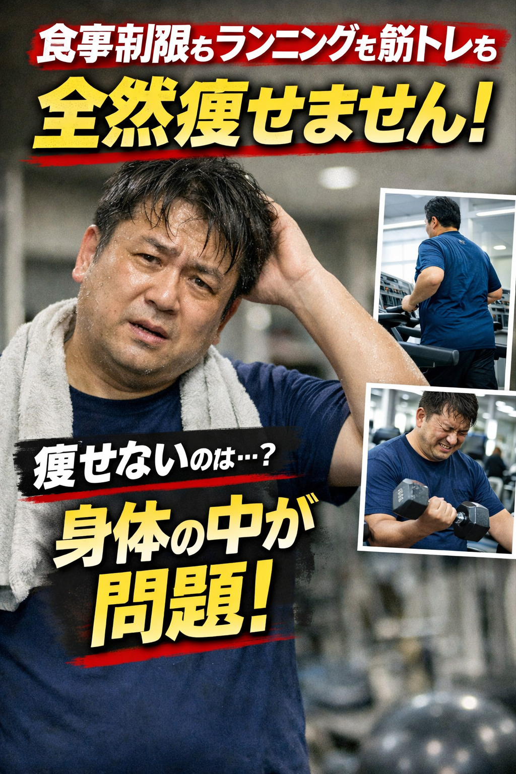 食事制限してもランニングしてもトレーニングしても痩せることができません。